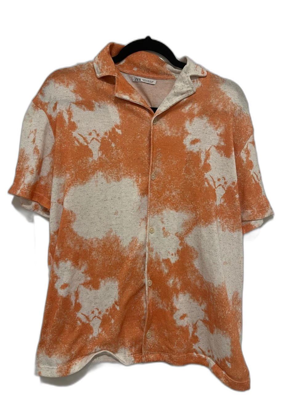 Zara Men’s Orange Tie-Dye Short Sleeve Shirt